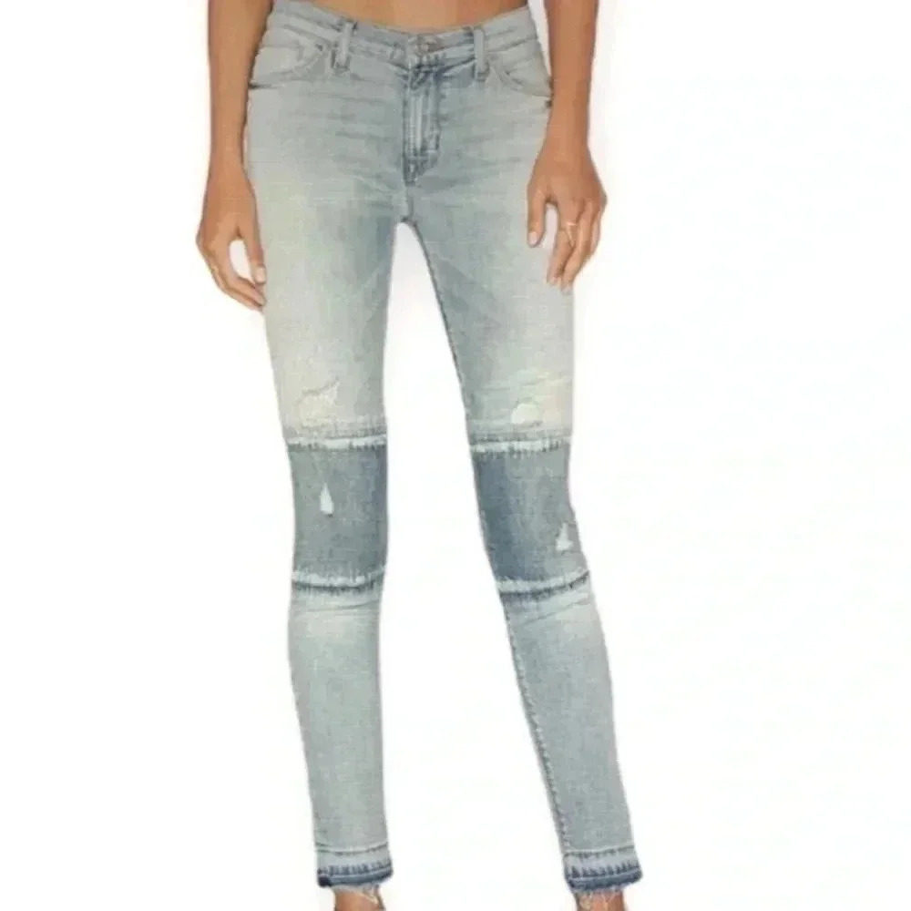 HUDSON ‘Nico Custom Midrise Patchwork Super  Skinny’ Denim Jeans Size 26